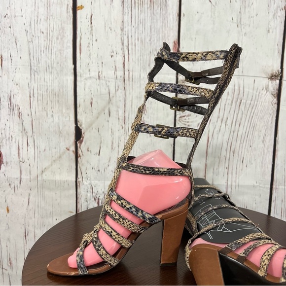 JEFFREY CAMPBELL BOND snake skin embossed Women's Strappy Gladiator Heels Size 7 - Picture 6 of 16